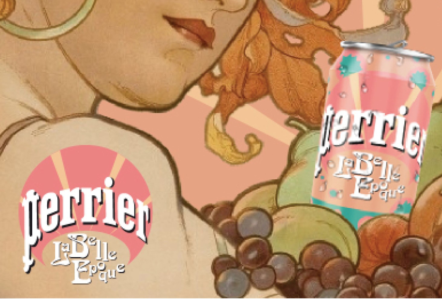 canette perrier thème mucha